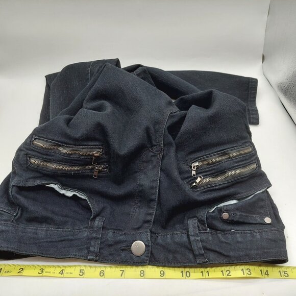 Metaphor Black Jeans Size 14 Faux Zipper Pockets - Picture 5 of 9
